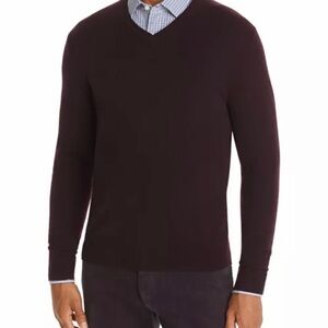 Boss Men's V-Neck Sweater in Deep Burgundy